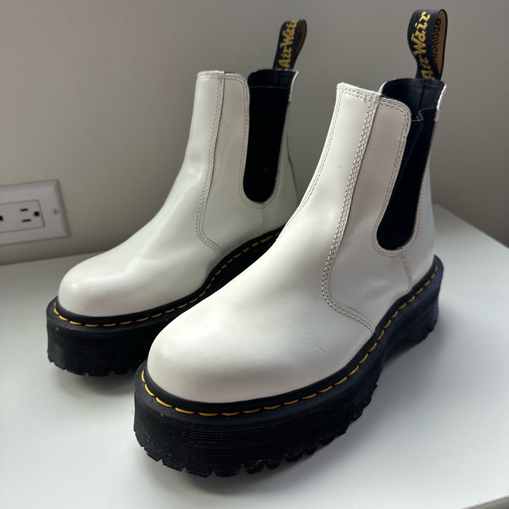 Dr. Martens White Leather 2967 Platform Boots